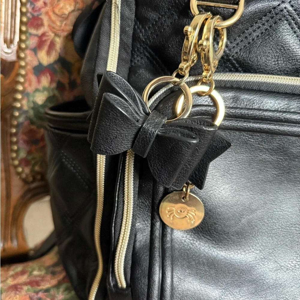 Itzy Ritzy Black and Gold Quilted Diaper Backpack - Picture 3 of 16